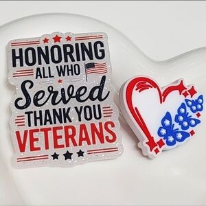 Veterans Flatback Acrylic Focal Bead Badge Keychain Crafts Magnet Bag Clip